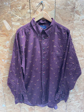 Vintage Maroon Duck Print Long Sleeve Button Down Shirt Size XL By Roundtree & Yorke